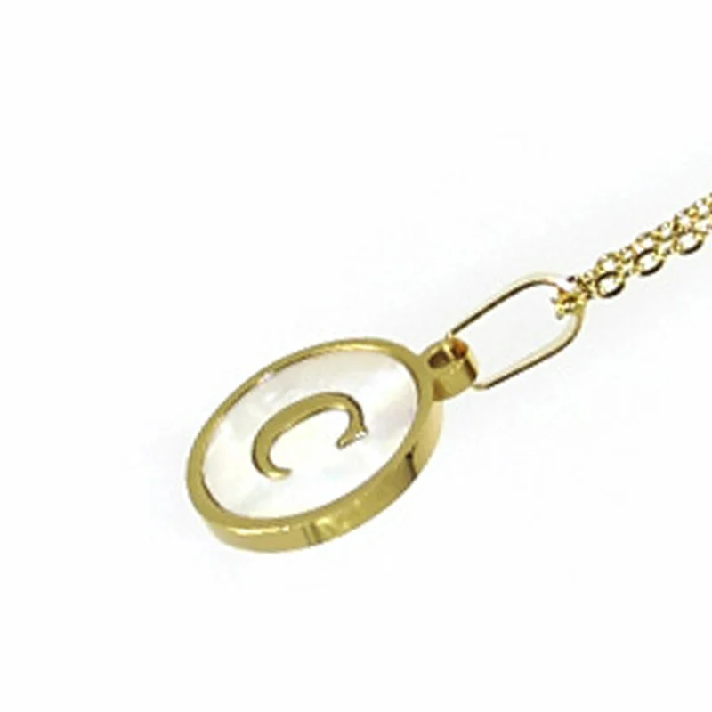 Collar Acero Dorado Letra C Madre Perla