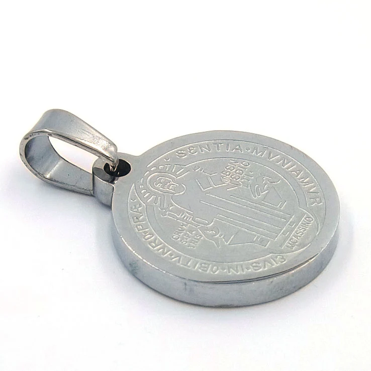 Dije de Acero Medalla Plateada San Benito 18mm