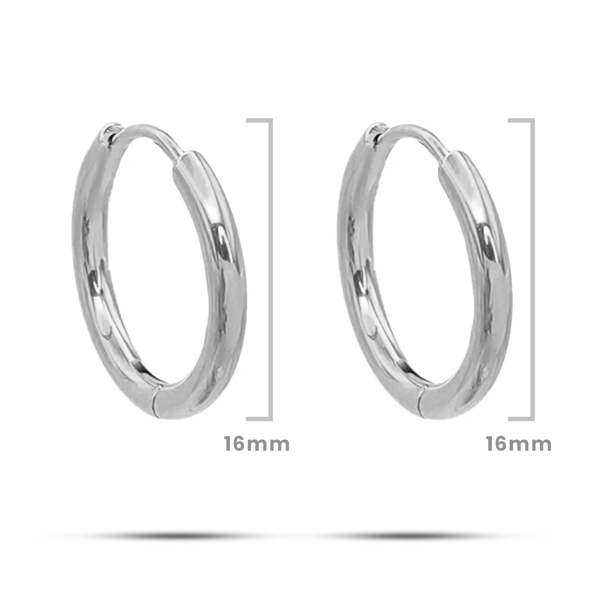 Aretes Acero Pendiente Huggies Aro Clásica 16 mm