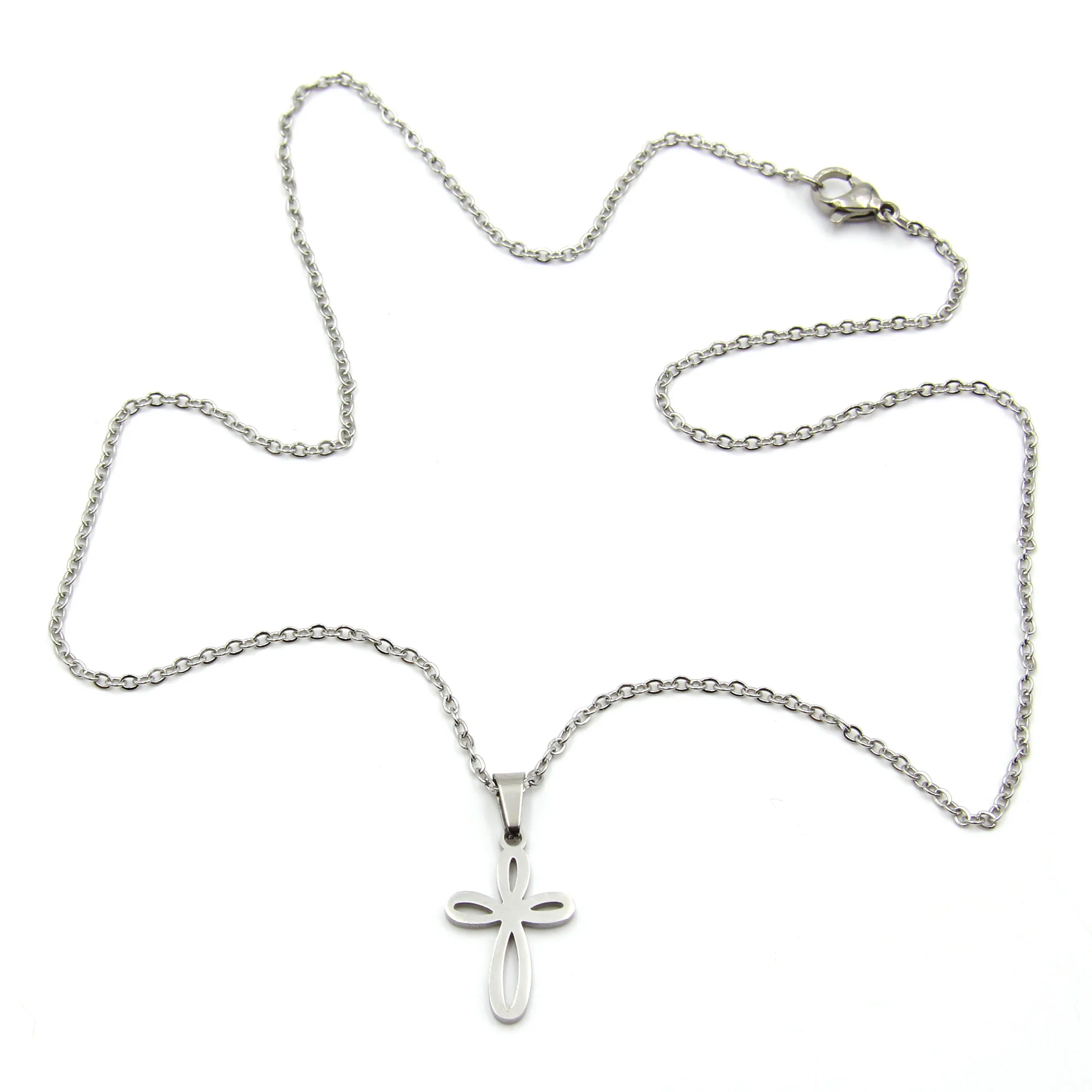 Set Joyería Acero Plateado Cruz Religiosa Lazo Infinito