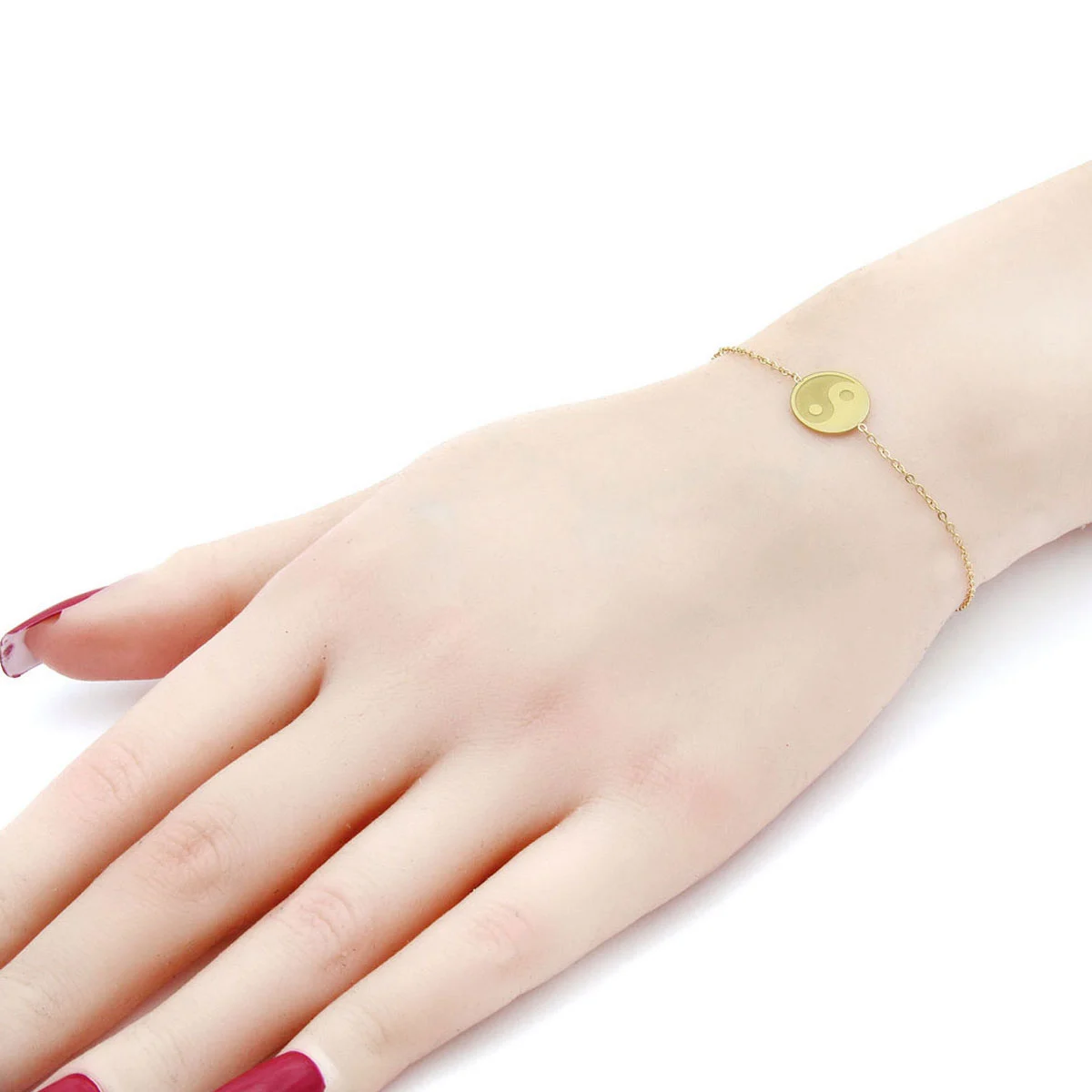Pulsera Acero Inoxidable Dorado Yin Yang Circular