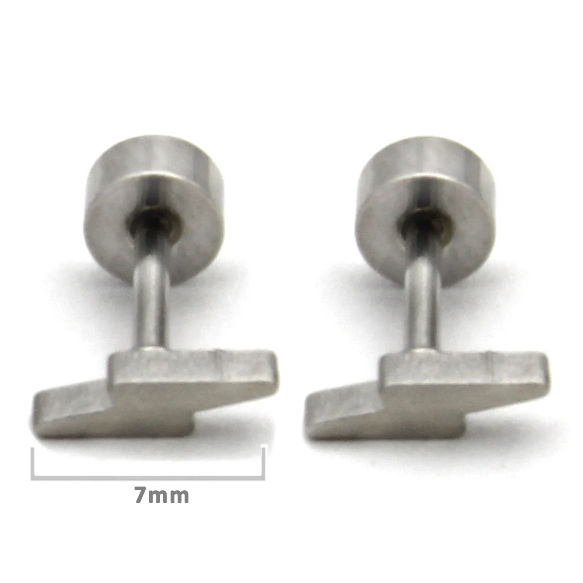 Aretes Tipo Broquel Dormilon Acero Plateado Mini Rayo