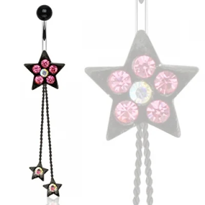 Piercing en el ombligo Negro Diseño Estrella Fugaz con Zirconias