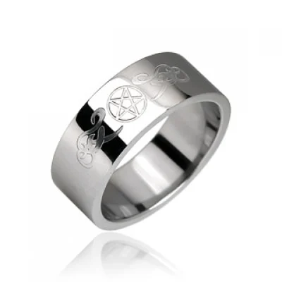 Anillo Acero Inoxidable Diseño Pentagrama