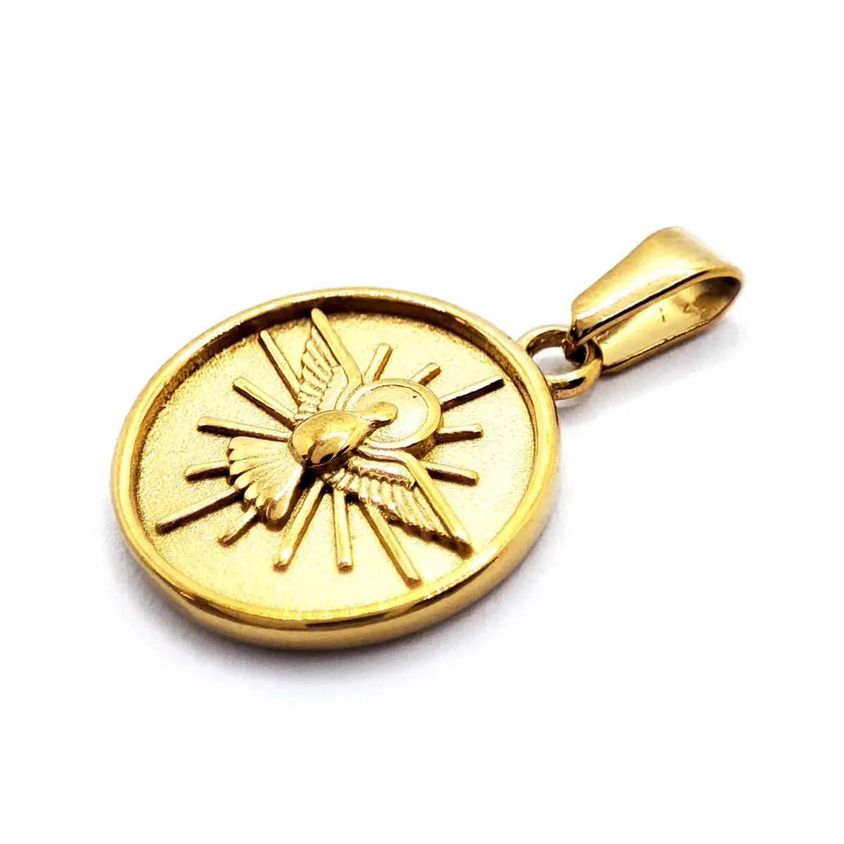 Dije Acero Dorado Espíritu Santo Fuerza Divina Religión