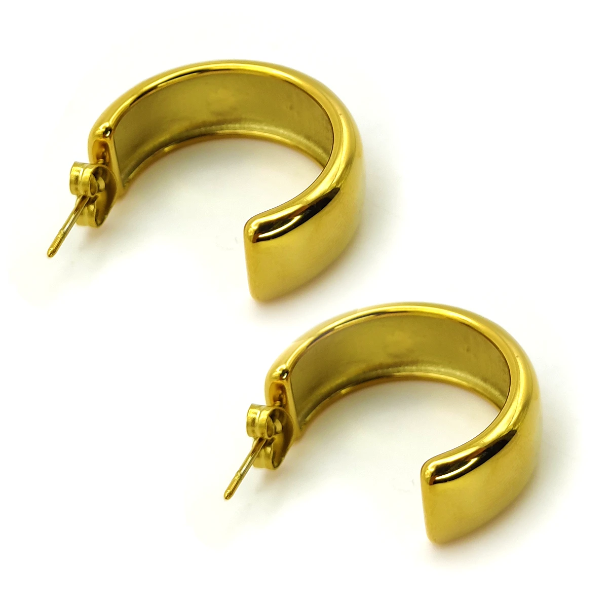 Aretes Acero Dorado Arracadas Gruesas Estrellas Zirconia