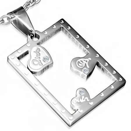 Dije de Acero Cuadro de Amor y Corazones