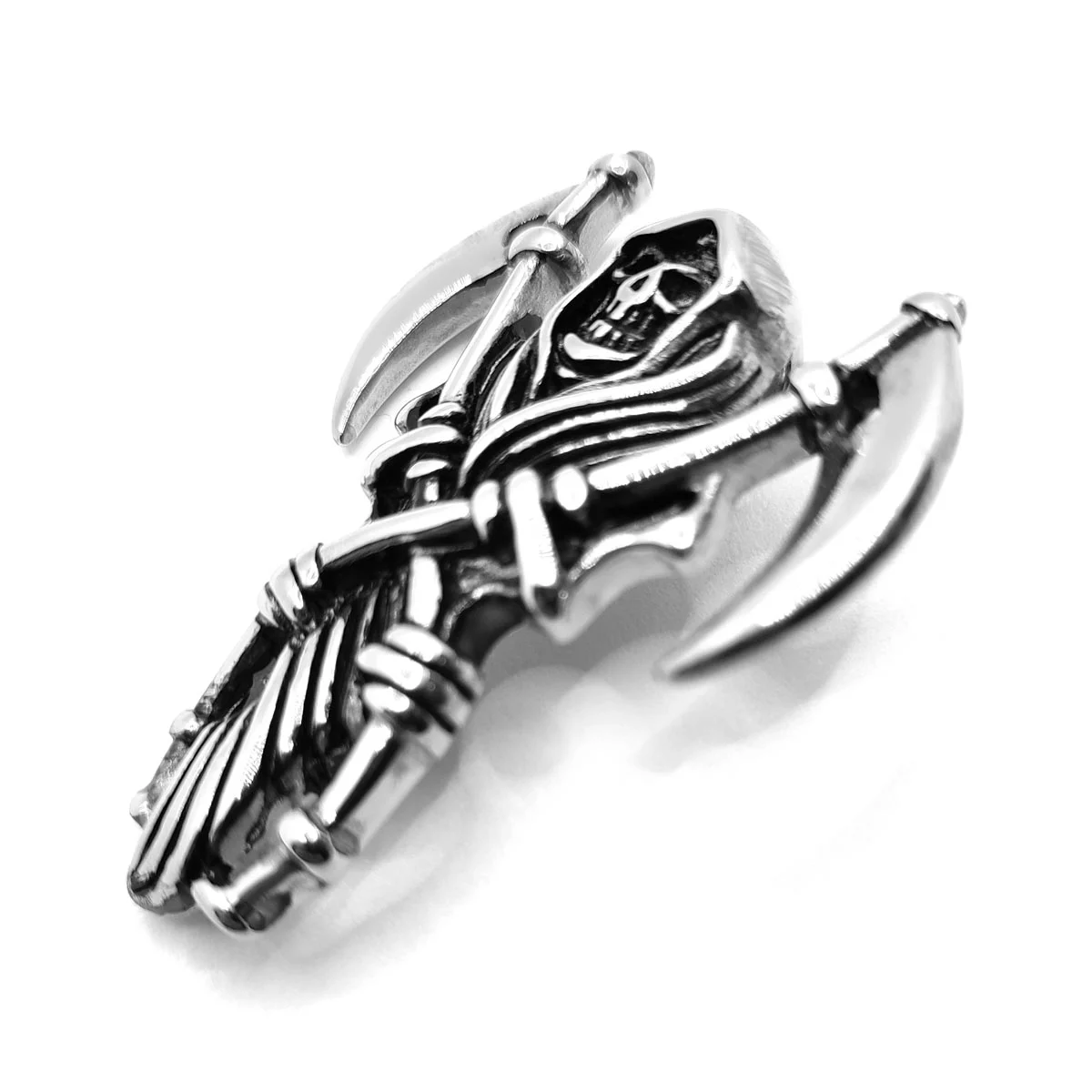Dije Acero Plateado Fantasma Santa Muerte Religión Culto