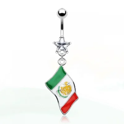 Piercing en el ombligo Diseño Bandera de México