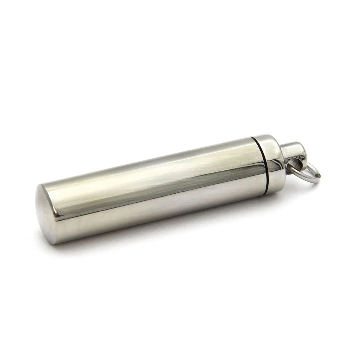 Dije Tipo Urna Cenizas Acero Plateado Cilindro 3.8cmx8mm