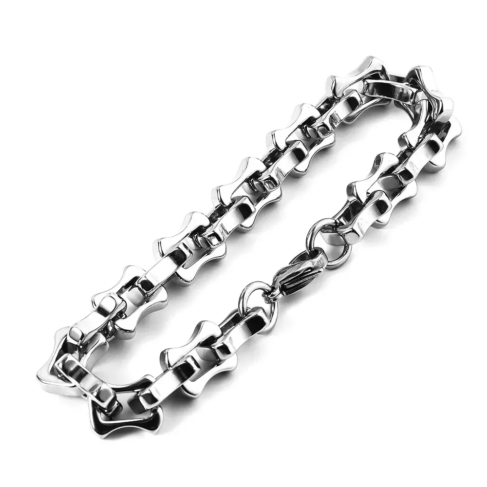 Pulsera Acero Plateado Esclava Punk Rock Robusta 10 mm