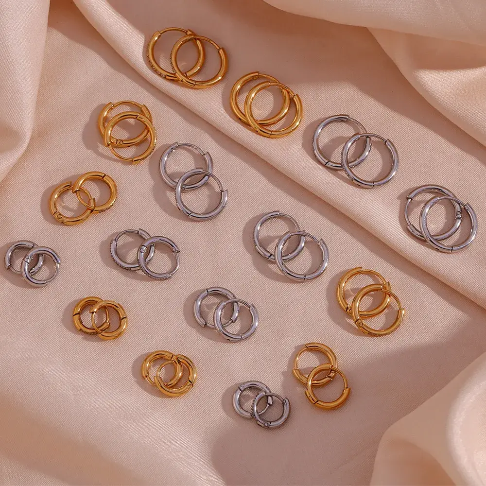 Aretes Acero Tipo Pendiente Huggies Aro Clásica 12 mm