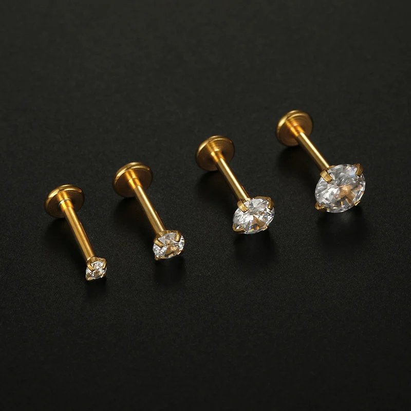 Piercing de Oreja Acero Circulo Zirconia Cubica Clara