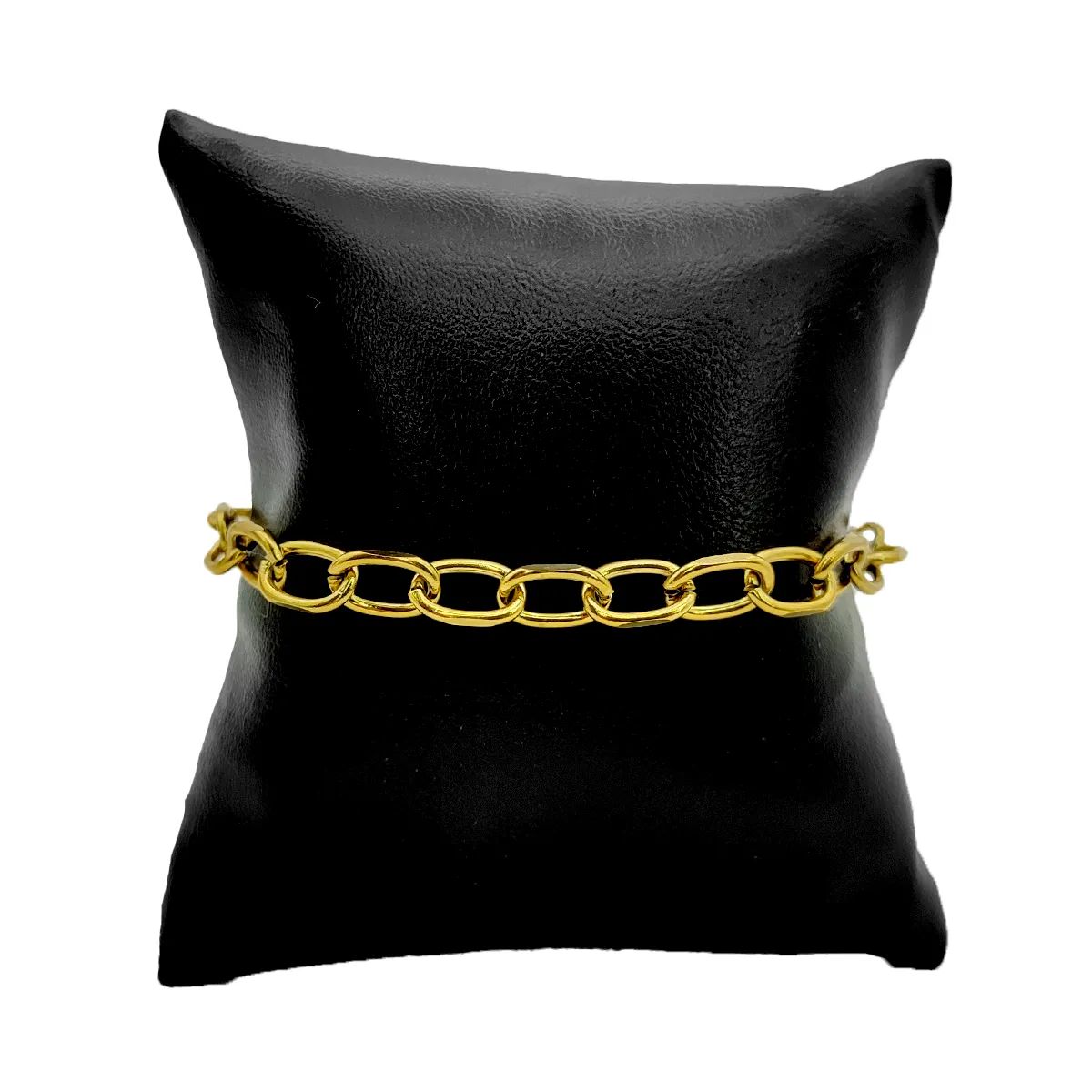 Pulsera Acero Dorado Eslabón Oval Sencilla Casual