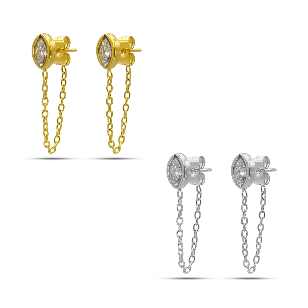 Aretes Acero Inox Broquel Cristal Marquesa Clara Cadena