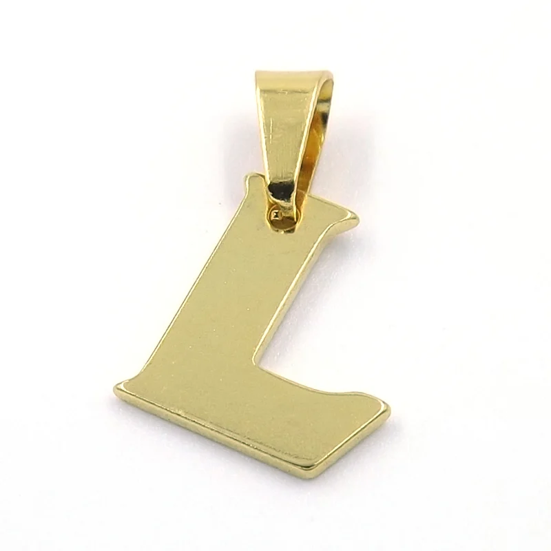 Dije de Acero Dorado Letra L Pequeña Alfabeto