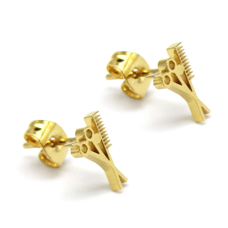Set de Joyeria Acero Inox Dorado Estilista Tijeras Peine