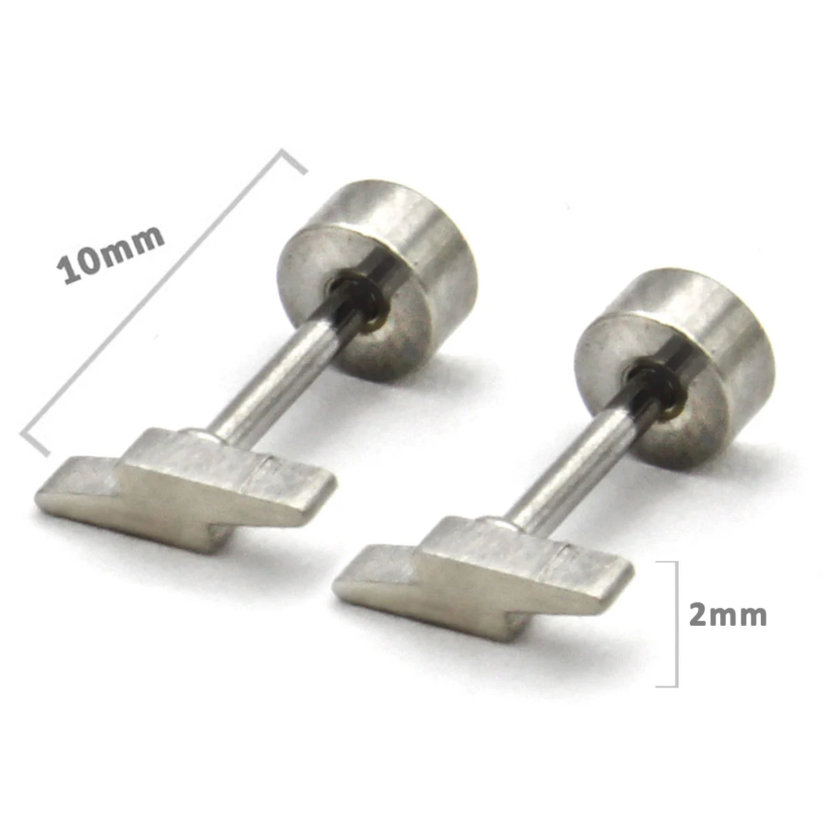 Aretes Tipo Broquel Dormilon Acero Plateado Mini Rayo