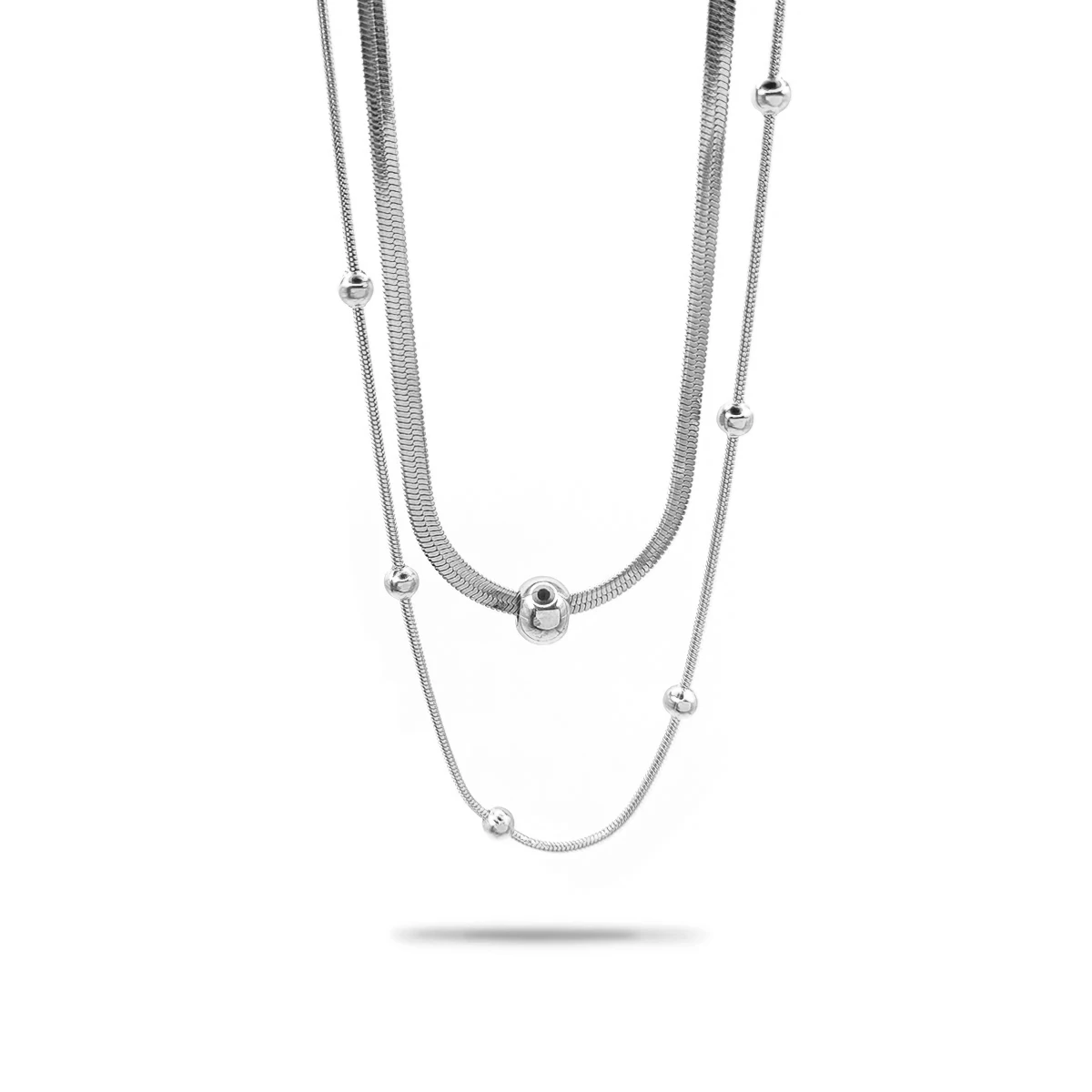 Collar Acero Doble Planchada Cola de Rata Balines