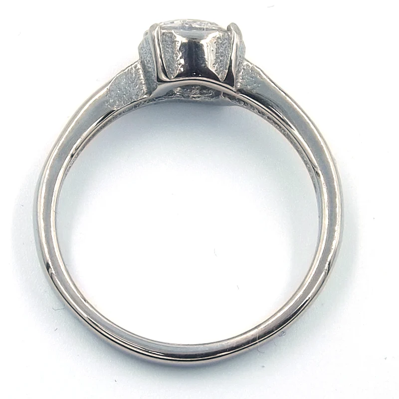 Anillo de Compromiso Acero Plateado Asimetri con Piedra