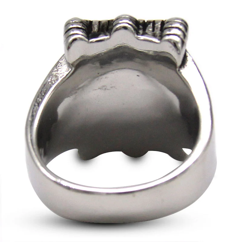Anillo Hombre Acero Plata Dorado Piedra Cuadro Onix Negro