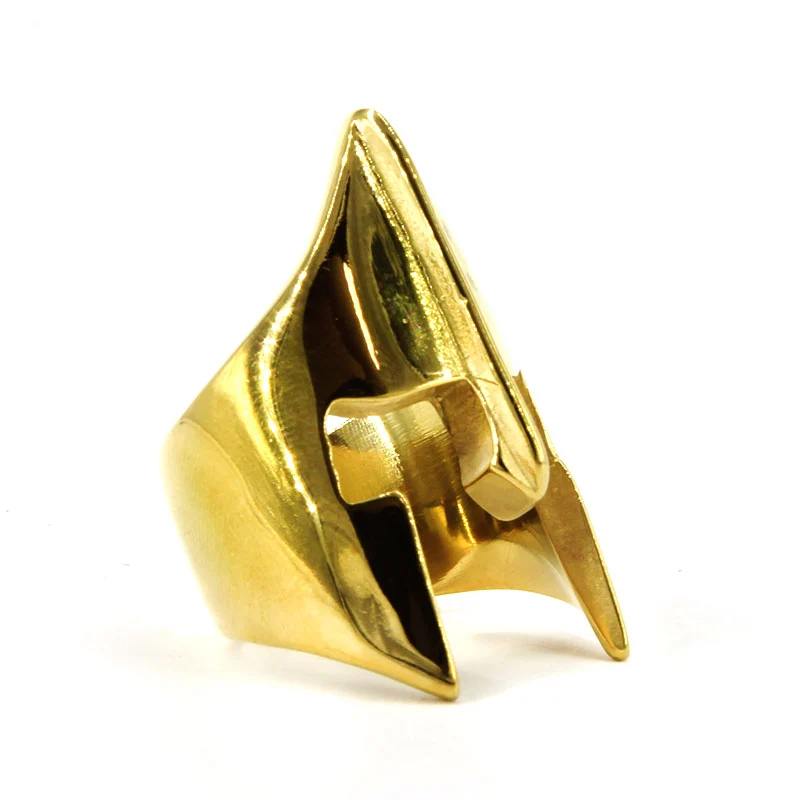 Anillo Acero Dorado Hombre Casco Gladiador Espartano