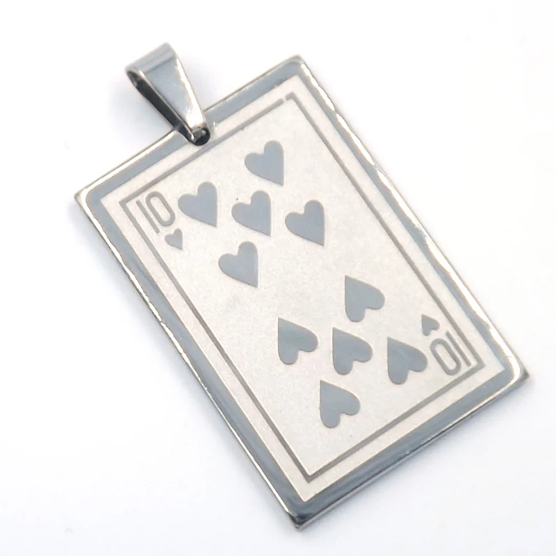 Dije de Acero Carta 10 de Corazones Diez