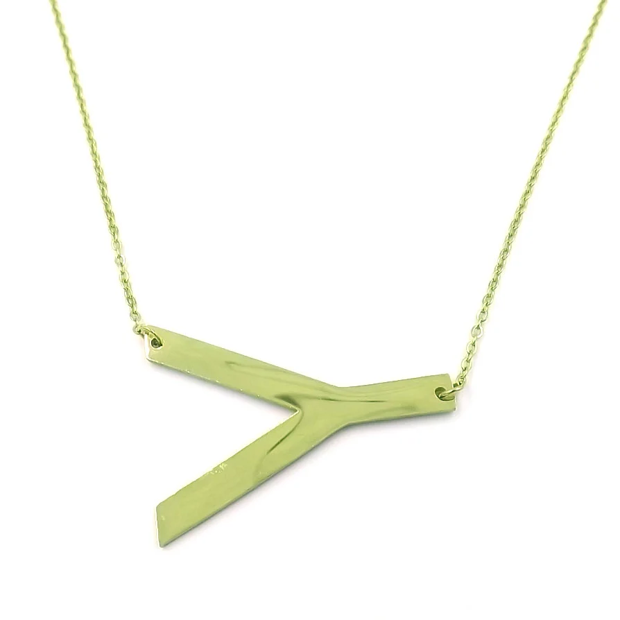 Collar Acero Inoxidable Dorado Letra Y Gigante
