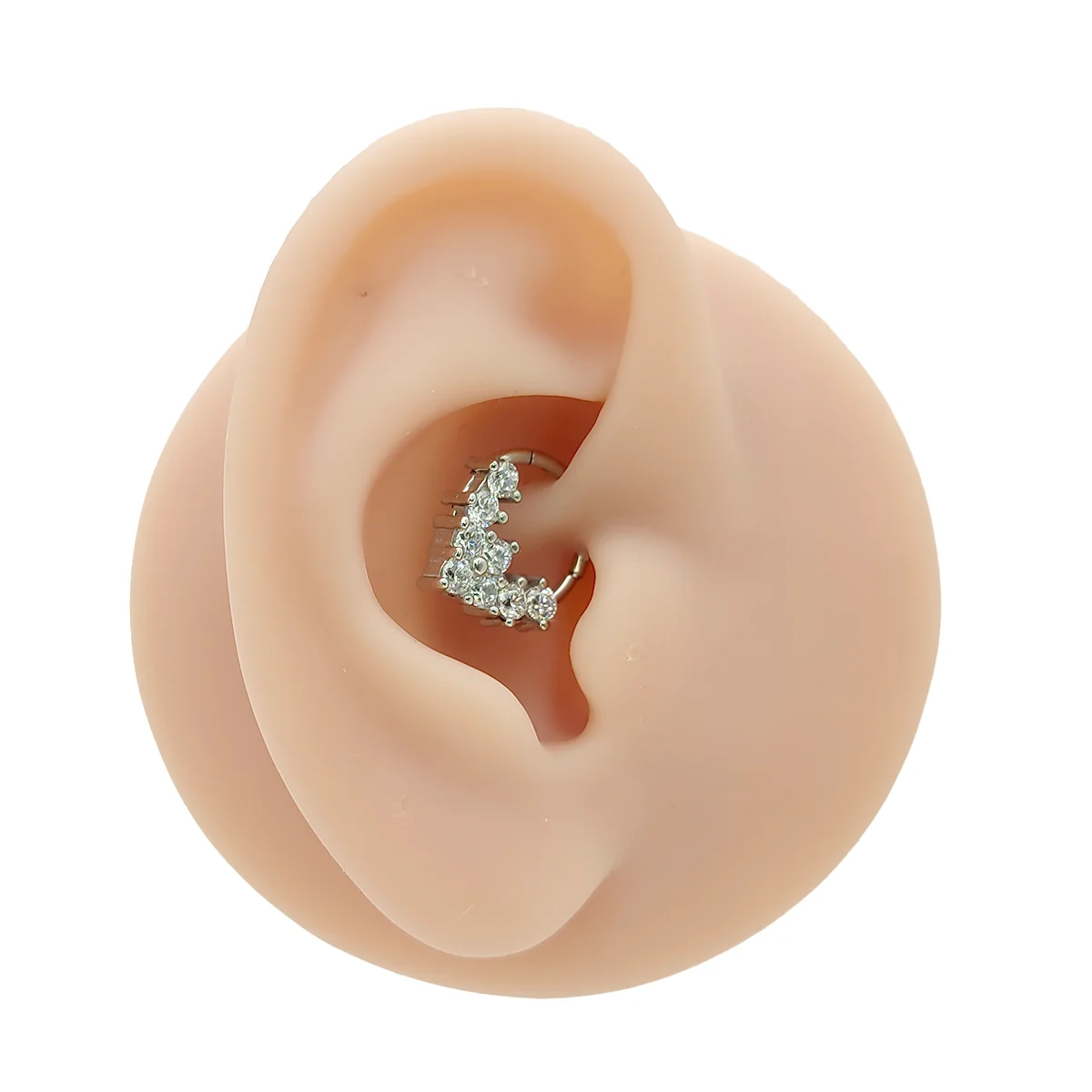 Piercing de Oreja Acero Plateado Aro Clicker Cristal en V
