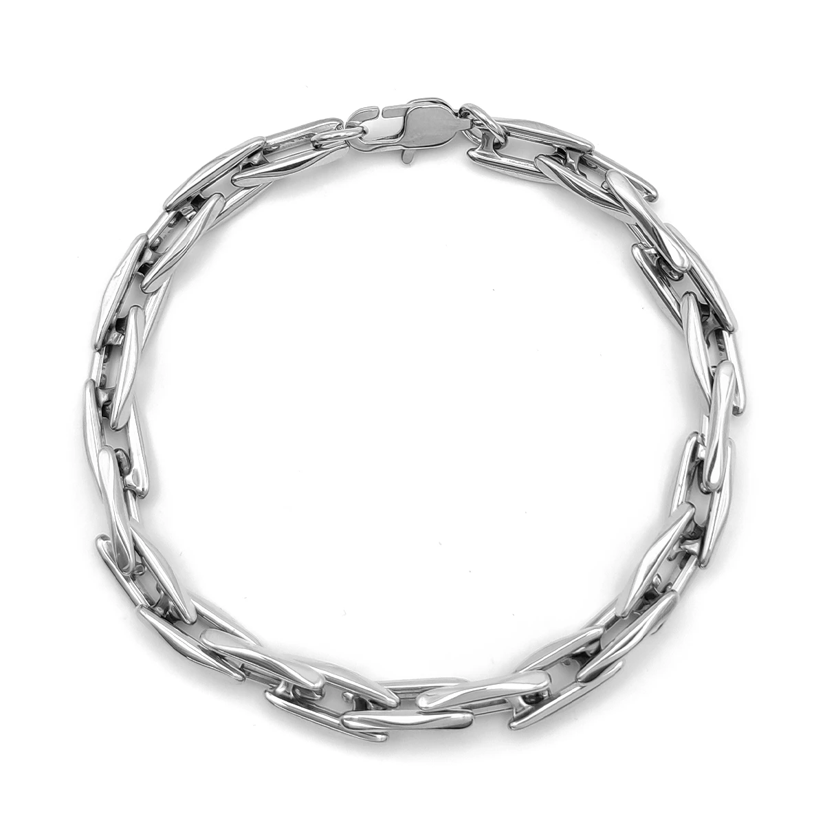 Pulsera Acero Eslabón Rectangular Redondeado Moderno 7 mm
