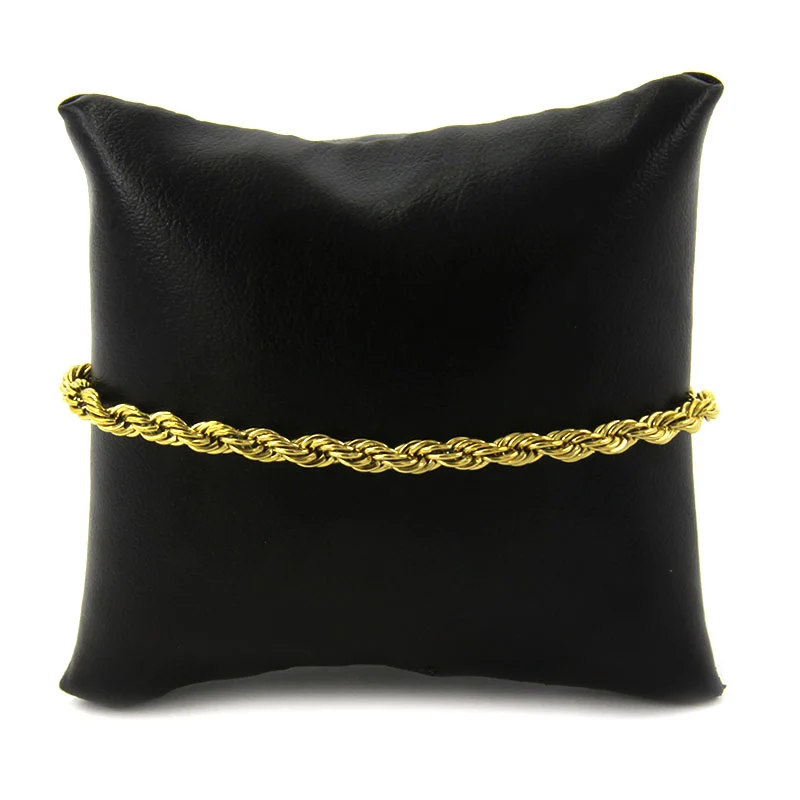Pulsera Brazalete Esclava Acero Torzal Dorado 4mm x 22cm
