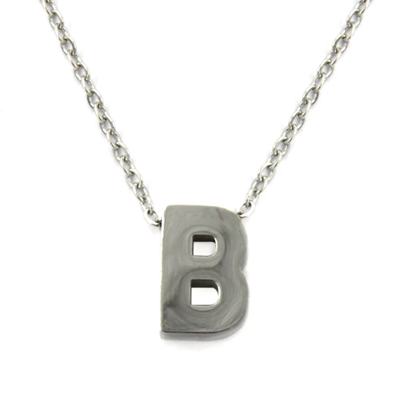 Collar Acero Inoxidable Plateado Letra B Pequeña Nice