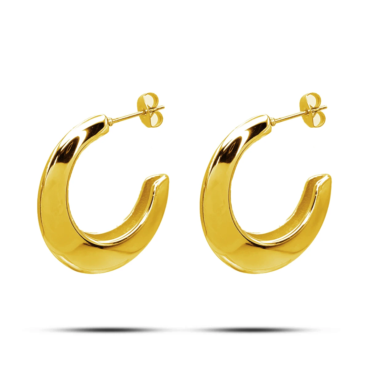 Aretes Acero Inox Media Arracada Oval Lisa Gruesa