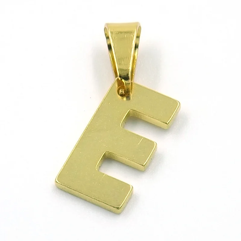 Dije de Acero Dorado Letra E Pequeña Alfabeto