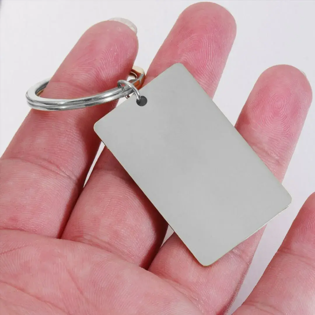 Llavero Acero Plateado Placa Lisa Rectangular 45 mm