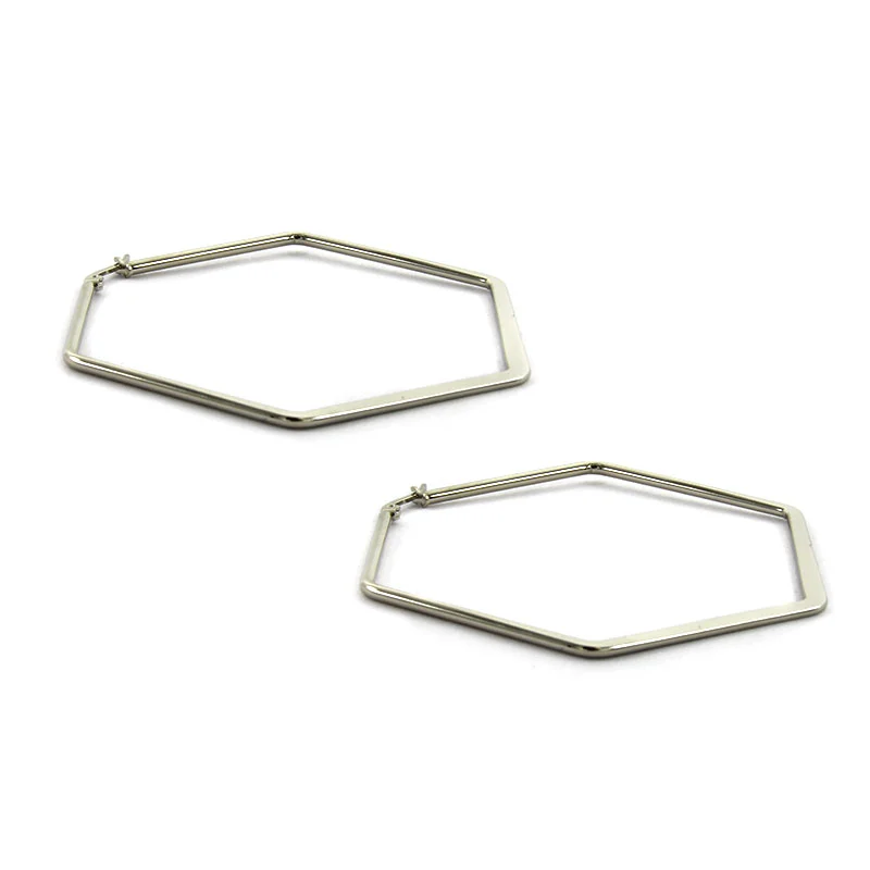 Aretes Acero Inox Plateado Hexagonal Lisas Planas 60mm