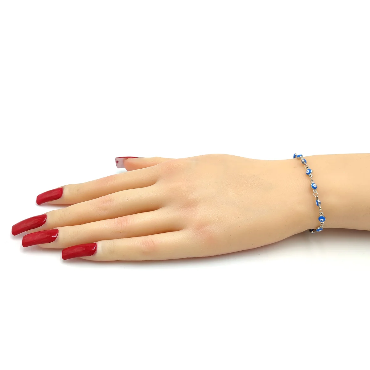 Pulsera Acero Plateado Ojo Turco Azul 4 Mm Proteccion