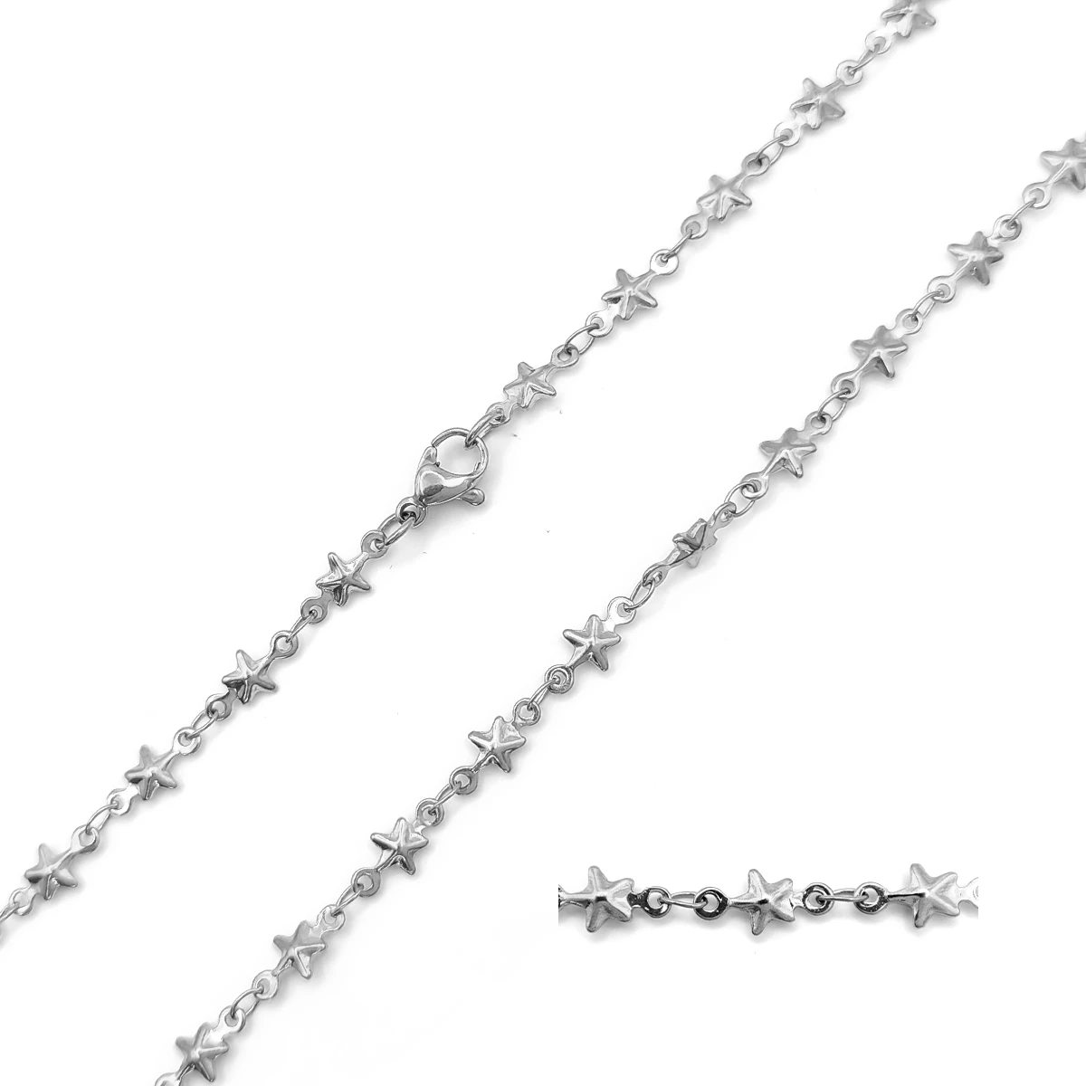 Cadena Acero Inoxidable Mini Estrellas Infladas 4 mm