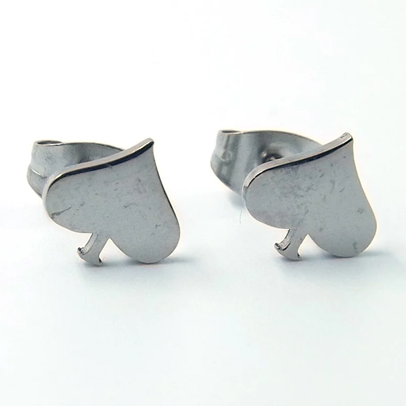Aretes de Acero tipo Broquel Diseño Picas Plateadas
