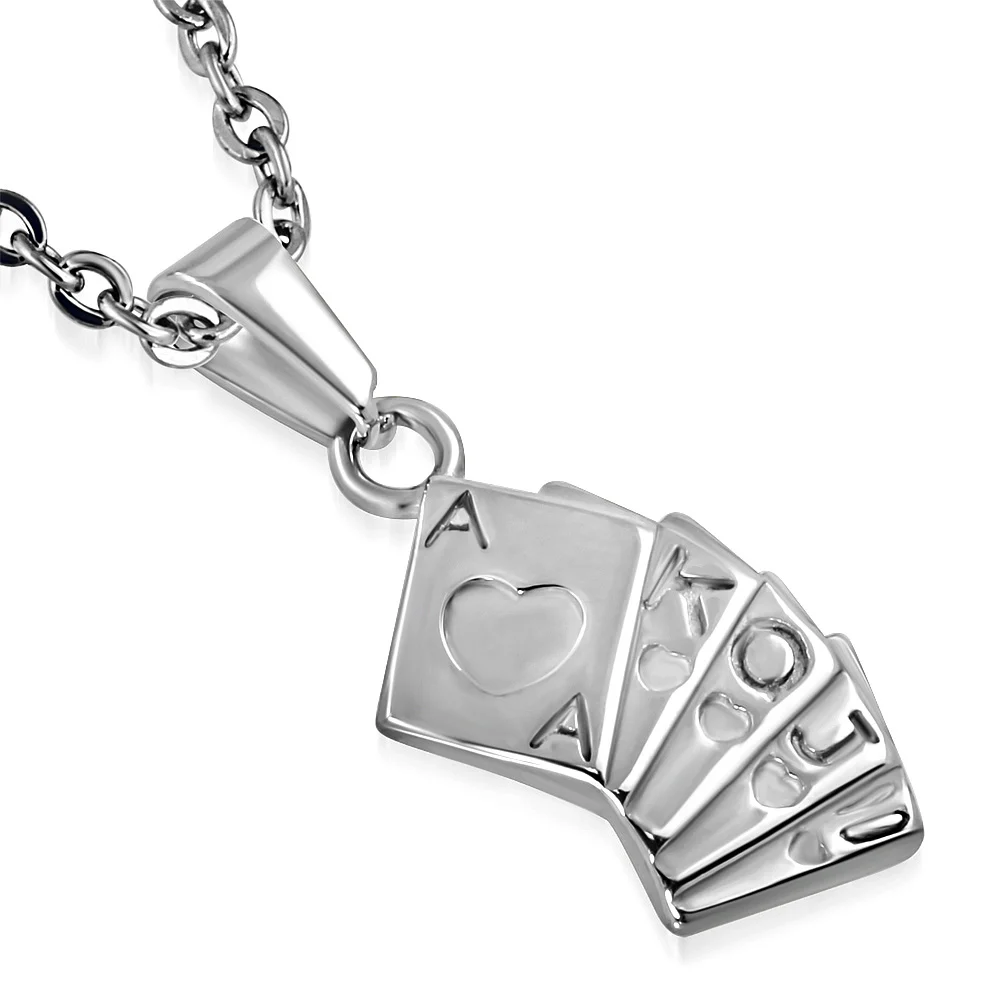 Dije de Acero Jugada Royal Flush de Poker