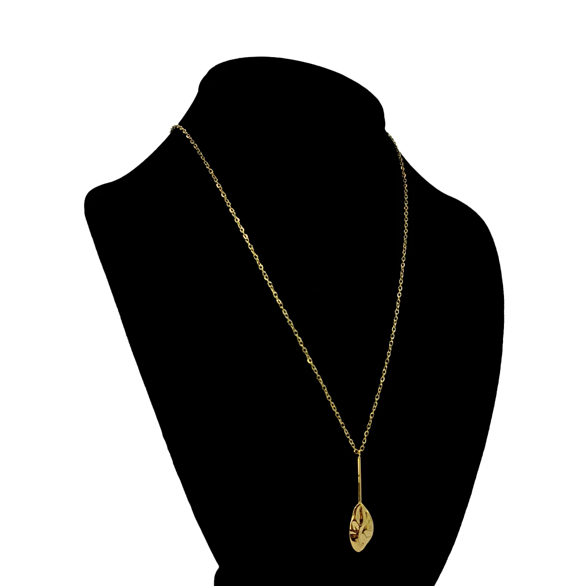 Collar Acero Dorado Corbatero Gota Iregular Martillada