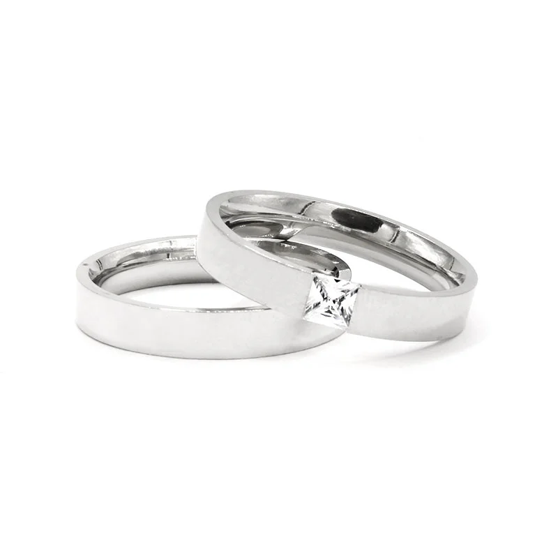 Anillos Acero Inox Tipo Argolla y Compromiso Eterno Lux