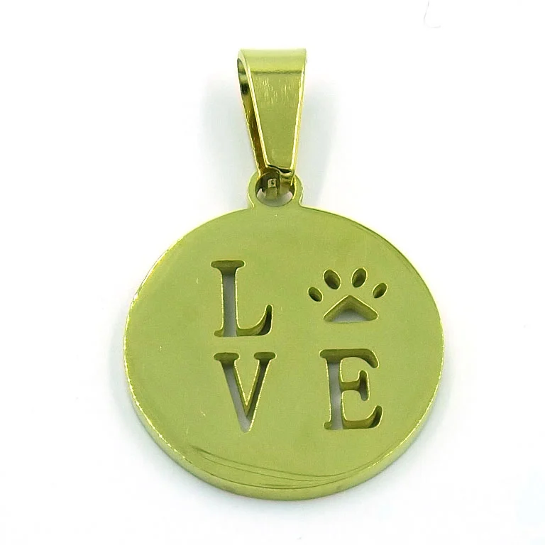 Dije Acero Dorado Medalla de Amor a los Animales Garra