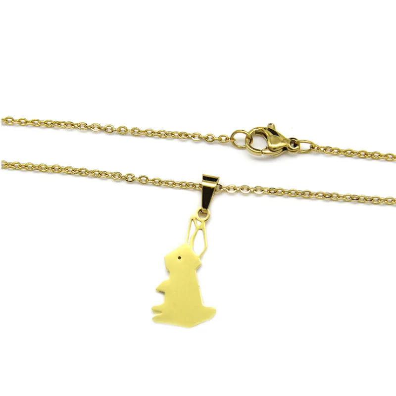 Set de Joyeria Acero Dorado Conejos Conejitos