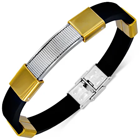 Pulsera de Acero Dorado y Plata Malla Lux