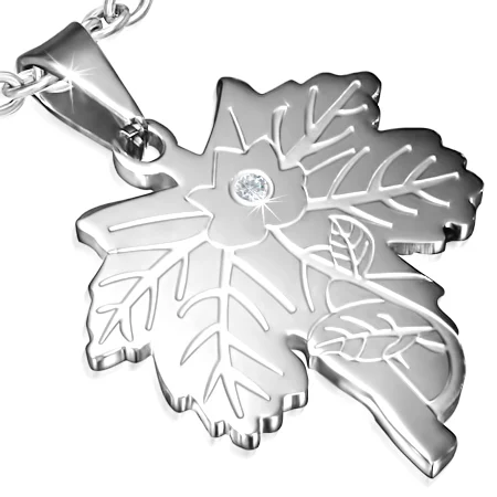 Dije de Acero Diseño Hoja de Vid