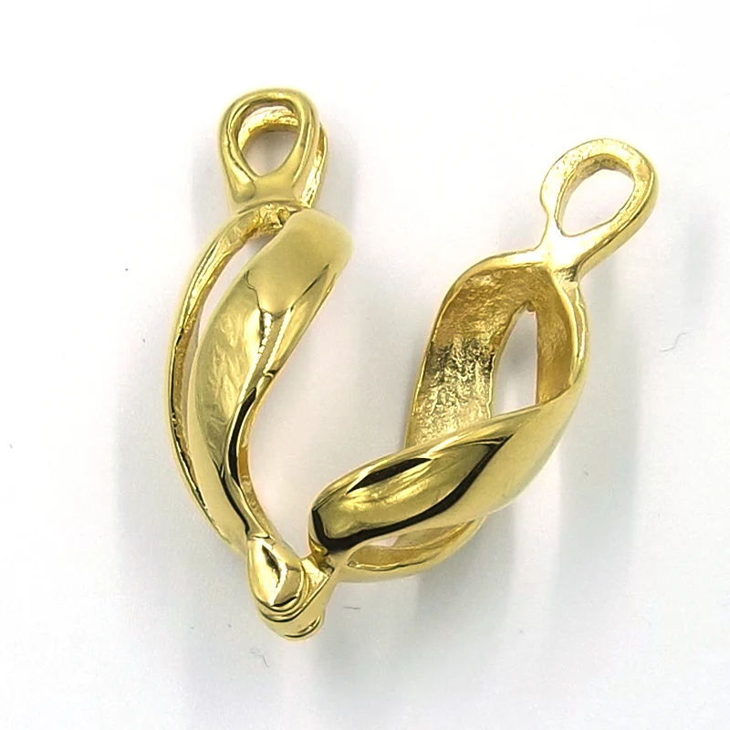 Collar Acero Inoxidable Jaula Rizo Dorado p/ Charms