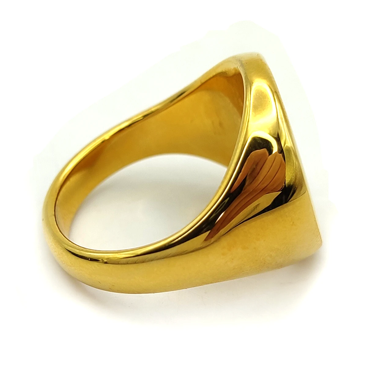 Anillo Acero Dorado Circular Plano Mano con Planta