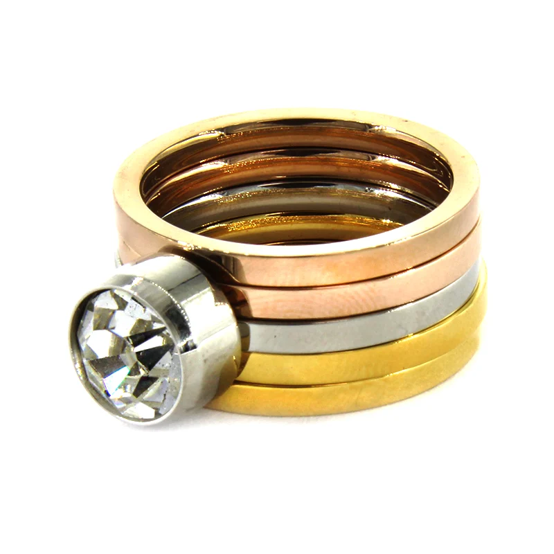 Anillo Acero Colores Mujer Triple Cocktail Elegante Lux