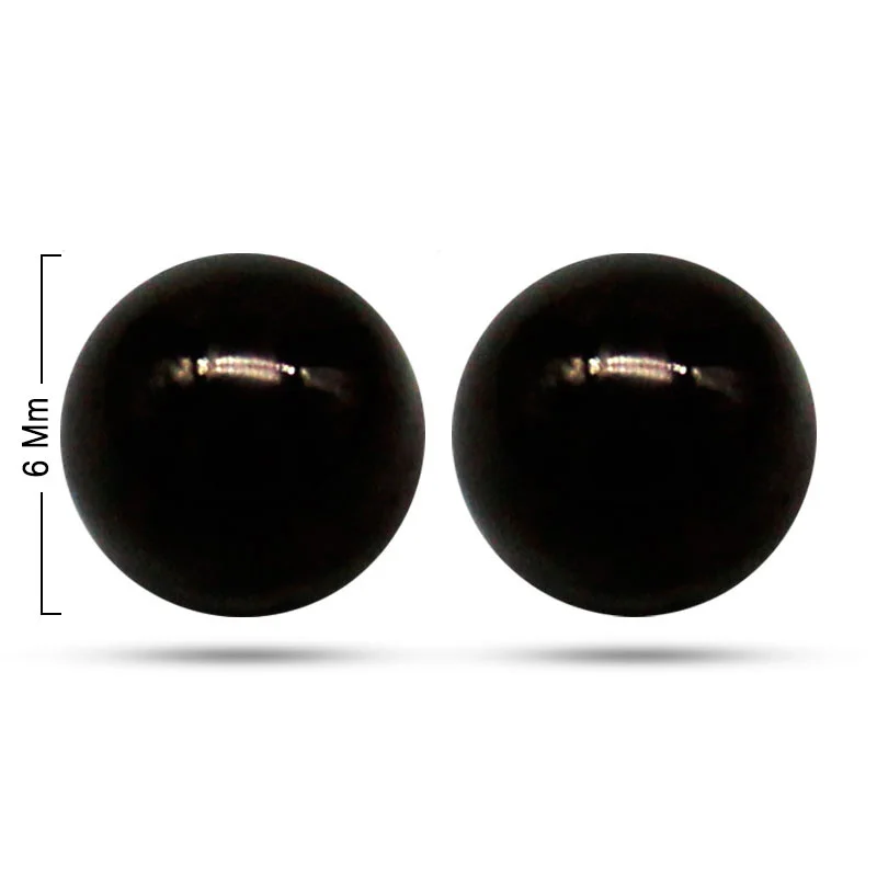 Aretes Tipo Broquel Acero Inoxidable Negro Esfera 6mm